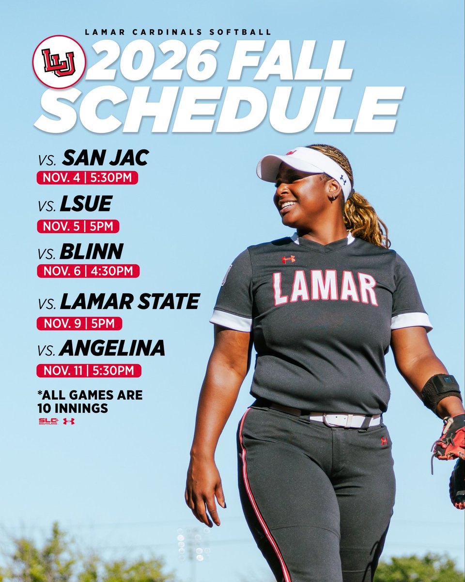 LamarSoftball's tweet photo. Lamar Softball Fall Schedule‼️🥎

#PeckEmCards https://t.co/rBYtTIOlSC