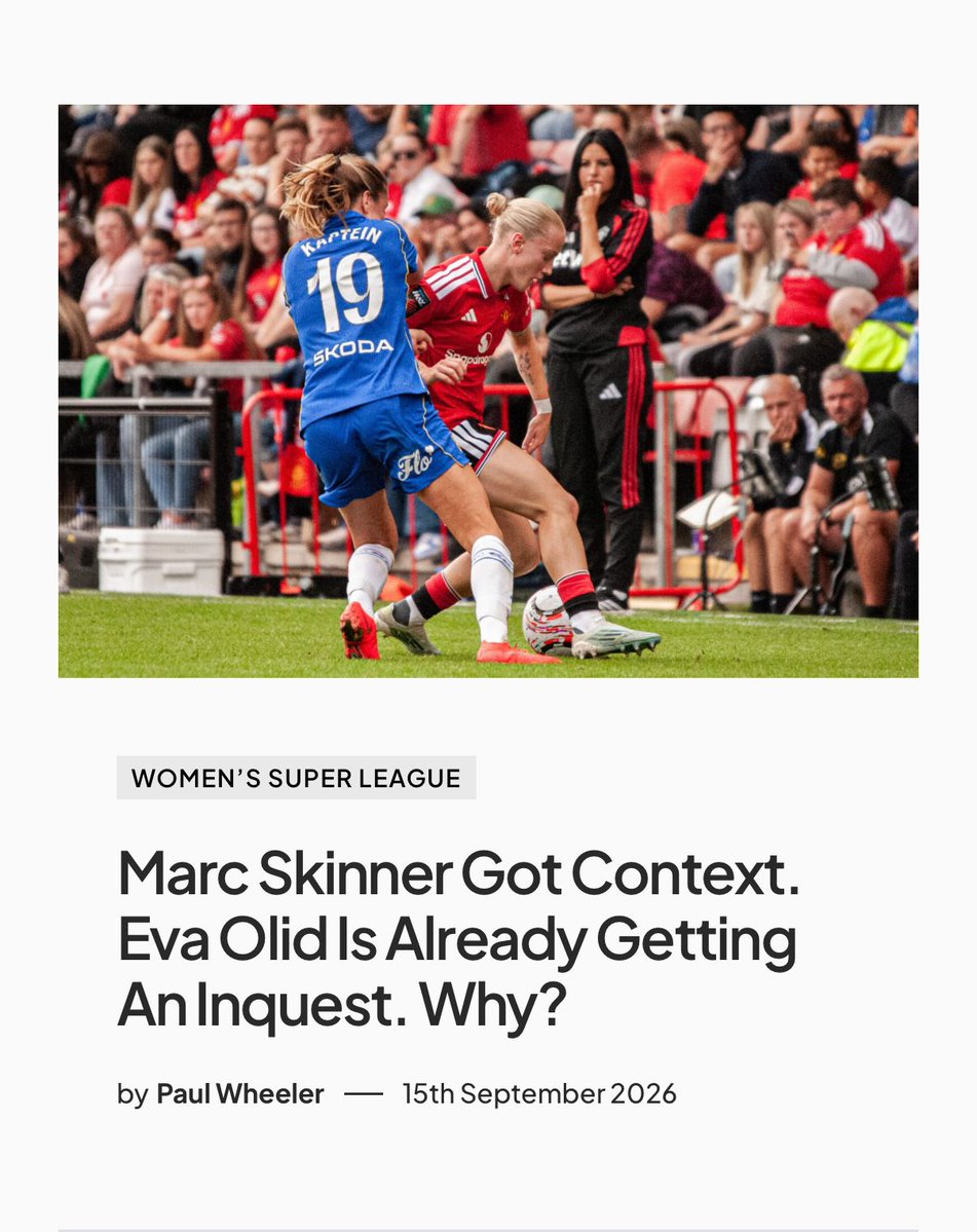 Since71Blog's tweet photo. Marc Skinner was a media favourite, so every failure came with context and understanding. Eva Olid has had two games before the knives were out.

@PaulWRadio reflects on why the pressure is already being turned up to 11 so early in her reign.

Read more ➡️ https://t.co/qn7qAColW8 https://t.co/66rpJYpXba