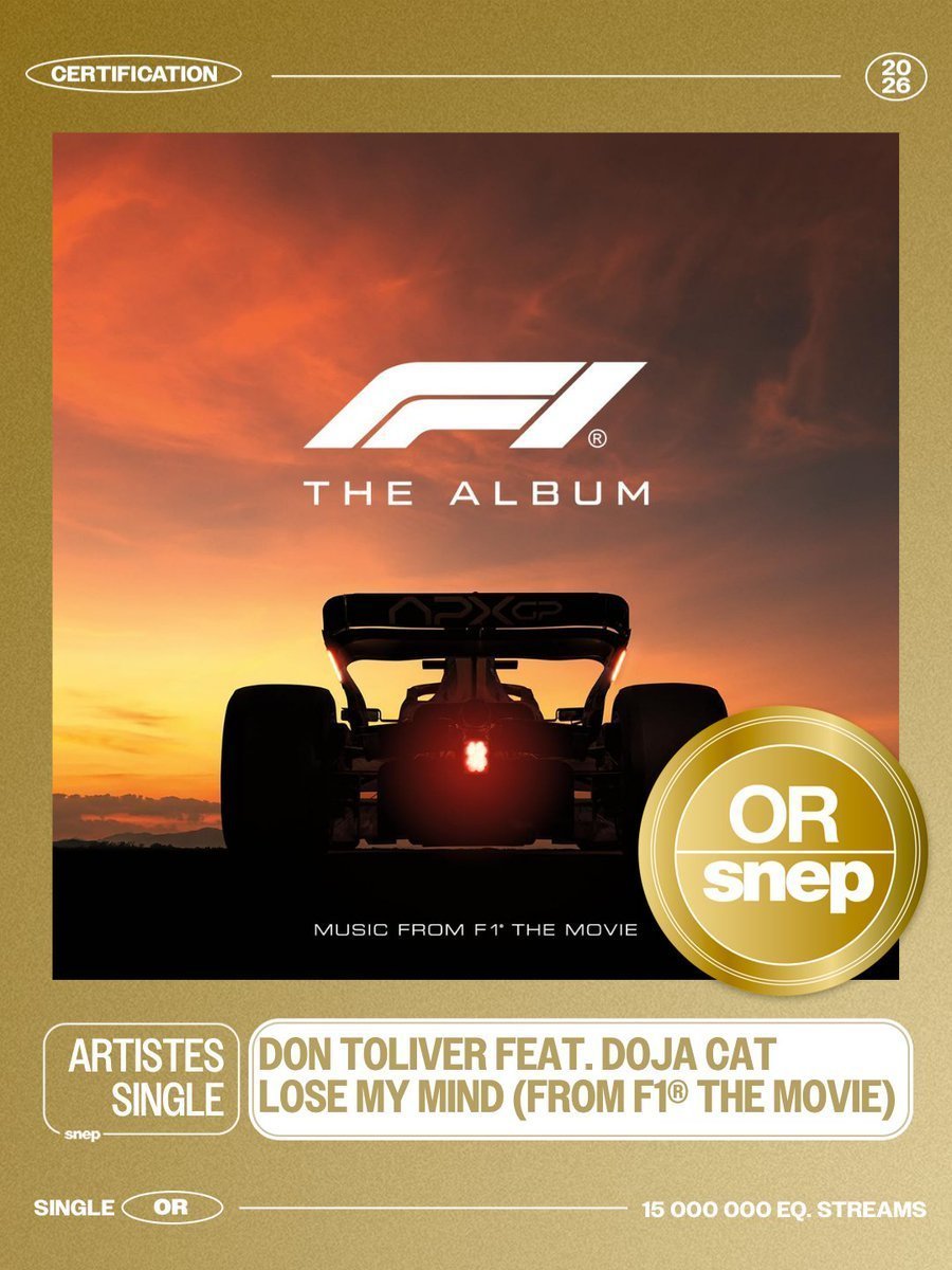 DojaCatBase's tweet photo. 🚨“Lose My Mind” by Don Toliver (feat. Doja Cat) has officially been certified Gold in France 🇫🇷📀 https://t.co/eoylLVgLyC