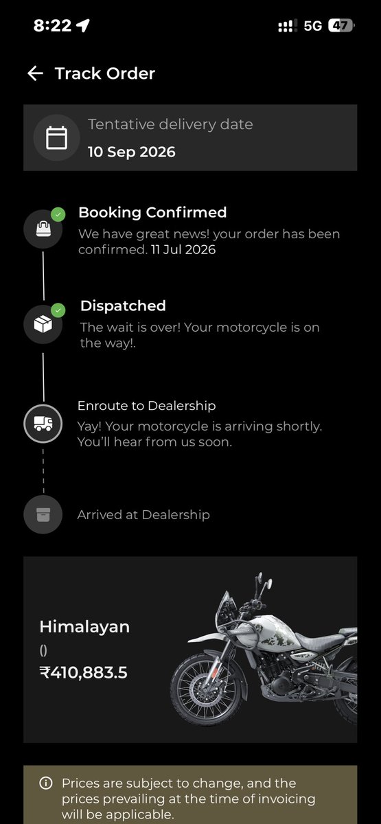 Siddhan03594837's tweet photo. After promising before rakha bandhan then promising before Ganpati now its still questionable when i will get my delivery call multiple times to dealer its like i am selling bikes now check the date 10sep and today is 15 sep its already 65 days @royalenfield @sidlal https://t.co/F5GDPizgLC