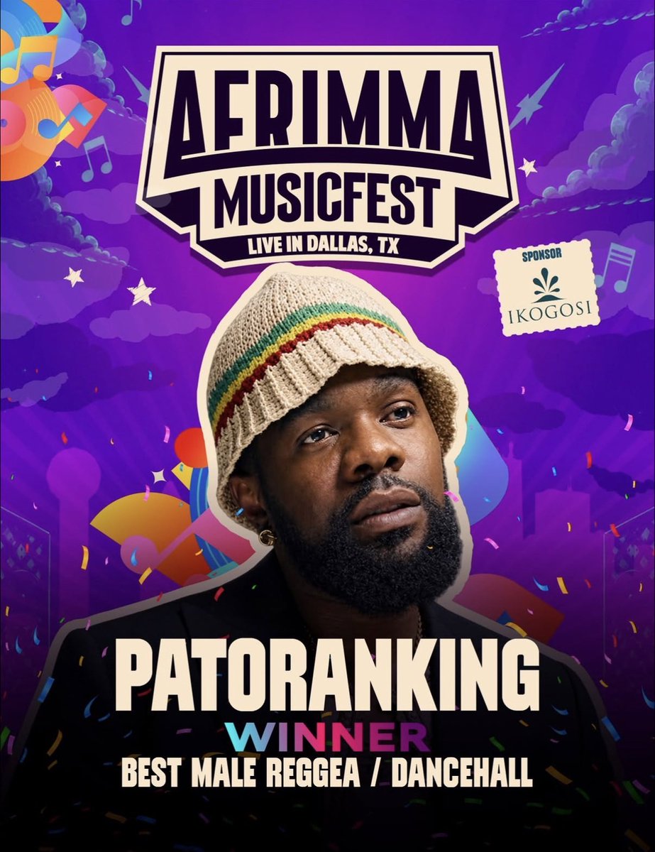 jbrepublic's tweet photo. AFRIMMA 2026 — BEST MALE REGGAE/DANCEHALL 🏆🔥

◻️ PATORANKING 

🏆 WINNER https://t.co/nlwhvJdQqo