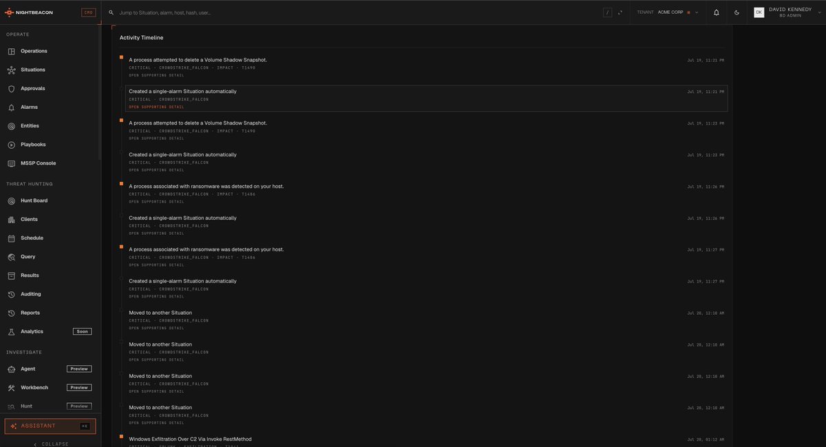 HackingDave's tweet photo. NightBeacon CMD automatically fills in missing gaps of alarm evidence, hunts automatically, brings full timeline, attack chain to initial access - all within seconds. Something that took multiple hours now taking seconds. So cool to see this all work in action.
#BinaryDefense https://t.co/HznEduNalu