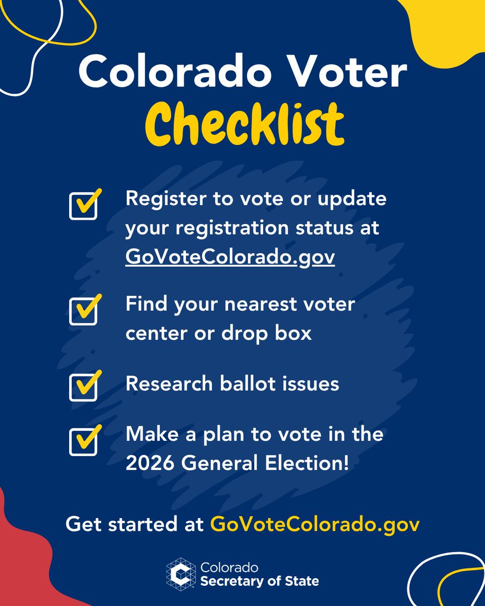 COSecofState's tweet photo. It’s #NationalVoterRegistrationDay! Make sure you are ready to vote in the upcoming election – it only takes a few minutes! Visit https://t.co/HNXNM7Ipuo to update or verify your voter registration. https://t.co/mQLj5sugD8