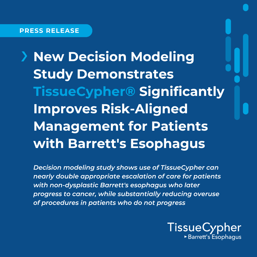 CastleBio's tweet photo. Castle announces the publication of a new decision modeling study showing that the TissueCypher Barrett's Esophagus test (TSP-9) can help better align Barrett's esophagus (BE) management with a patient's individual risk of progression to high-grade dysplasia (HGD) or esophageal adenocarcinoma (EAC).

Full press release: https://t.co/99WLbfc8ue