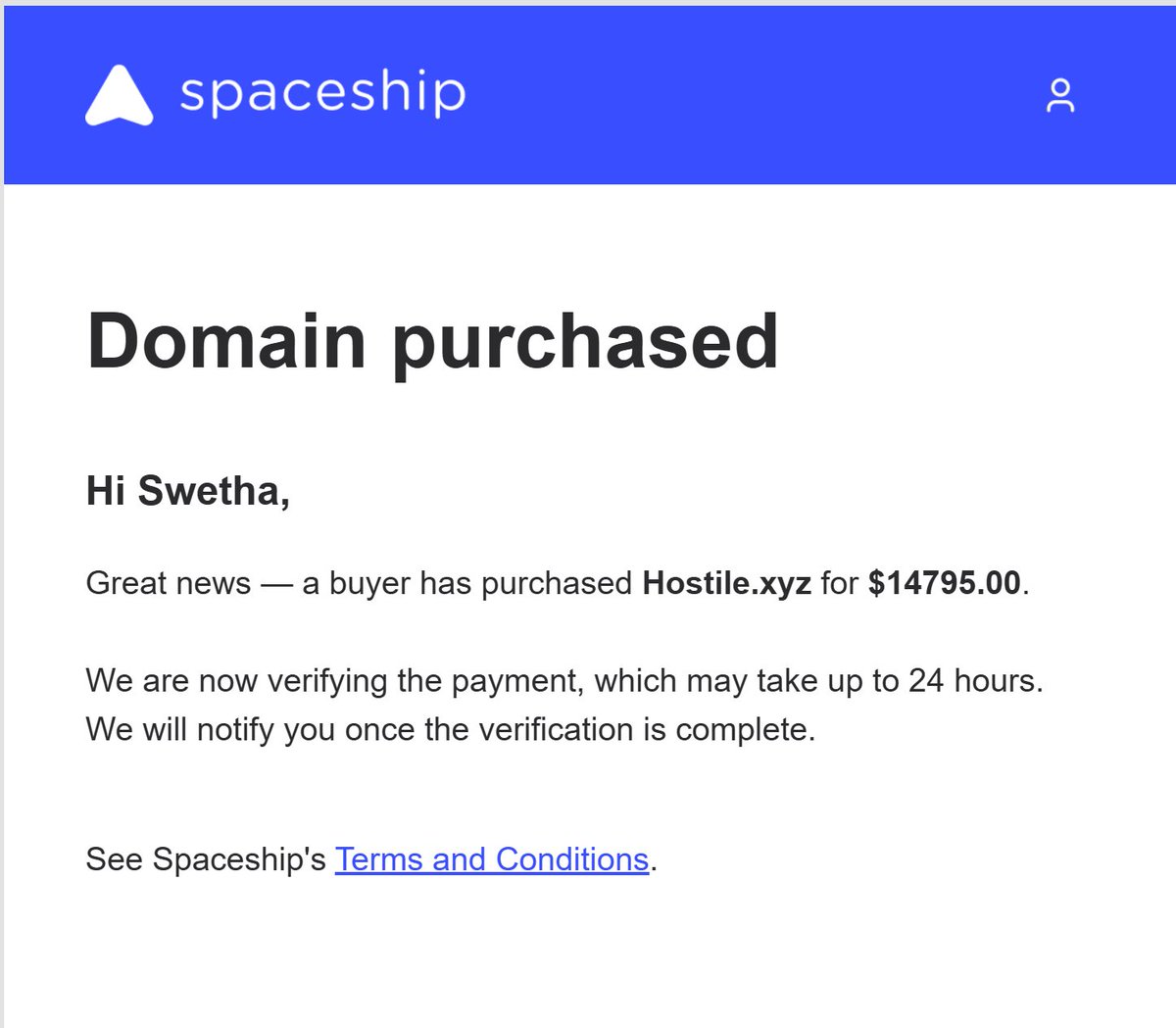 swethayenugula's tweet photo. After a 2-month dry spell at @spaceship 🚀 Hope it continues! 🤞
@namecheapceo123 @NamecheapCEO #domain #domains https://t.co/uKMgZEm8NU