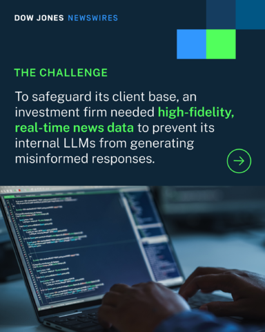 DowJones's tweet photo. How do you stop GenAI hallucinations? Feed your LLMs absolute truth.

An investment firm integrated #DowJonesNewswires data feeds into its AI research tools—powering faster, high-fidelity analyst reports. Learn more: https://t.co/DlwiqI6NHm 

#FinTech #AI https://t.co/hyhxRg5ozZ