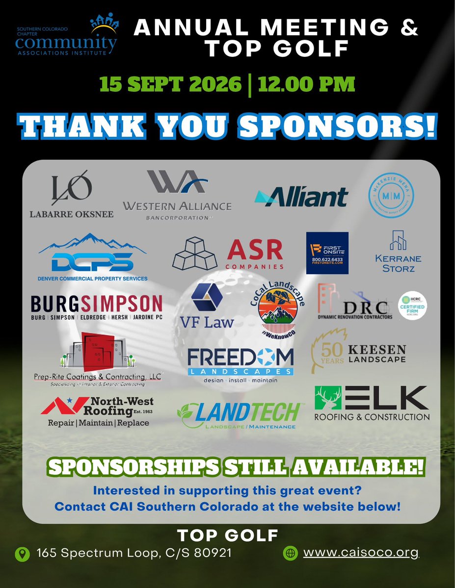 PRC_PrepRite's tweet photo. Prep-Rite is proud to be a sponsor of today's CAI Southern Colorado Topgolf event. Looking forward to being part of a great day! ⛳
#buildingalegacy #prc #preprite #preprite303 #prepritecoatings #proudsponsor #communityconnections #CAI #topgolf https://t.co/ZMOHy1Qk7X