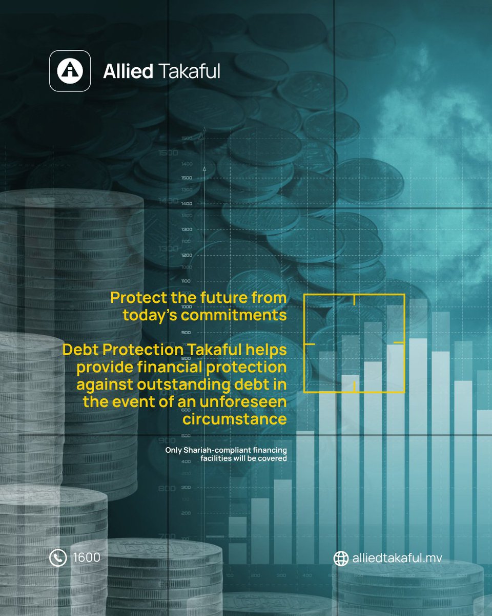 alliedmv's tweet photo. Allied Debt Protection Takaful provides financial protection against outstanding debt arising from unforeseen circumstances, helping you stay prepared for life’s uncertainties.
📞 1600
🌐 https://t.co/RZOpiMod7G
#AlliedTakaful #LeadingInsurer #No1TrustedInsurer
#DebtProtection https://t.co/q1V1q991t8