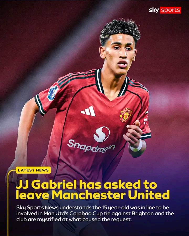 SimbwaStuart's tweet photo. Manchester United  JJ Gabriel has asked to leave the club. https://t.co/Rqg53uXLml