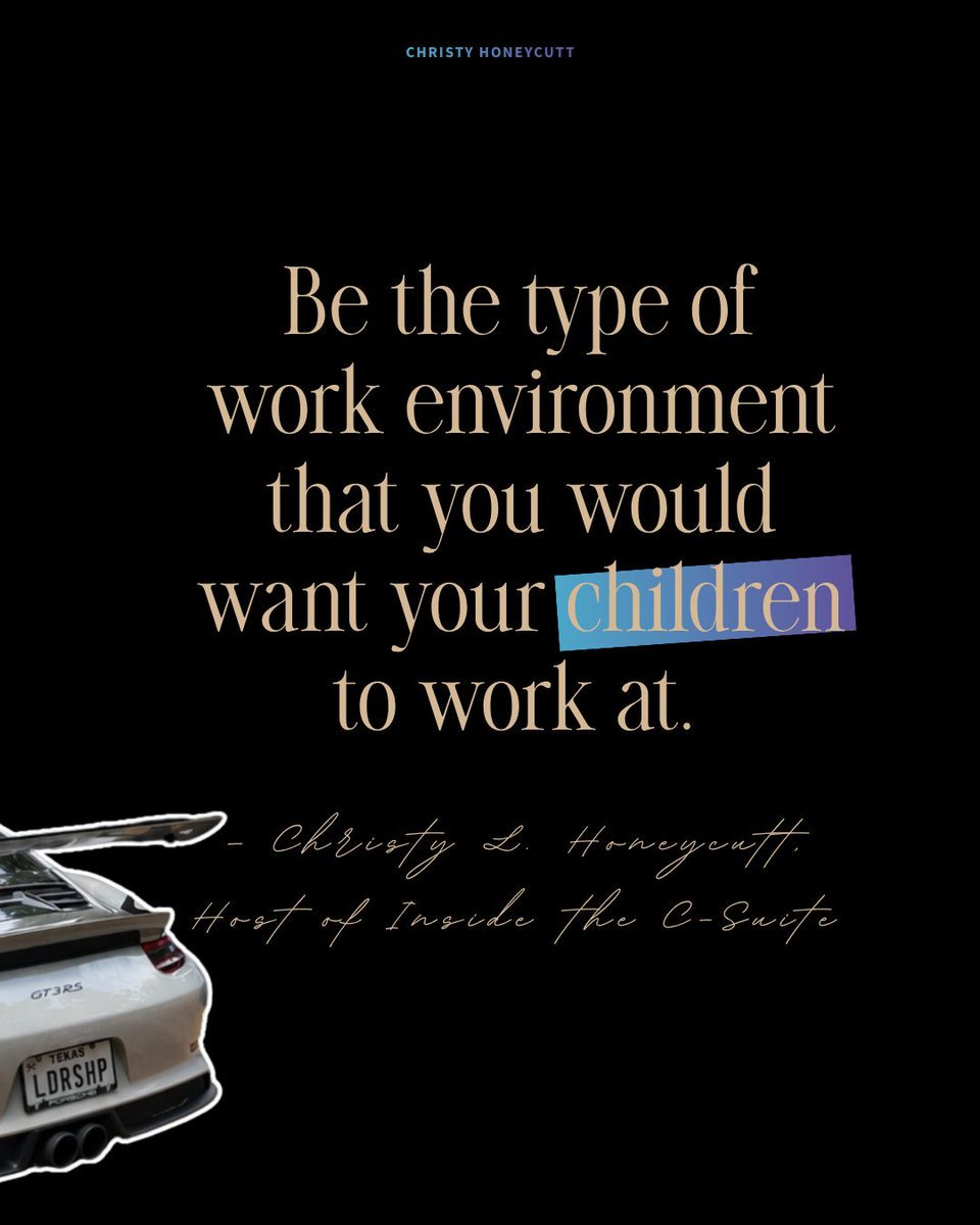 ChristyHon1748's tweet photo. “Be the type of work environment that you would want your children to work at.”

The culture we create today shapes the experience of the people who come after us.

💬 What is one thing you can do this week to make your workplace a little better for the people around you? https://t.co/DwbAt1UEDw