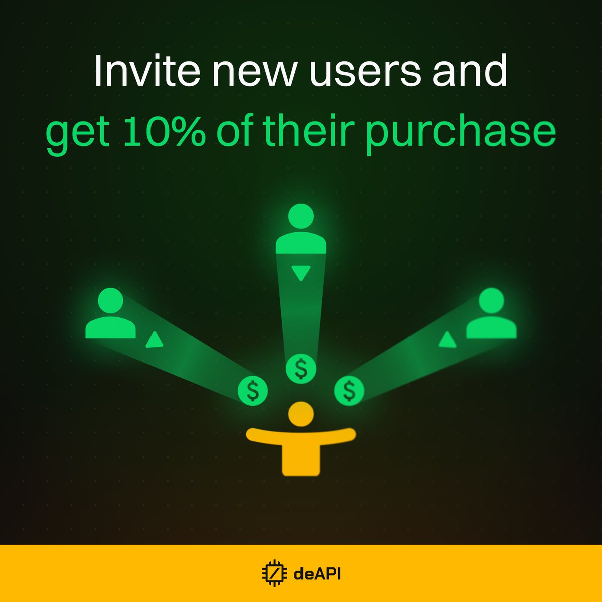 deAPI_'s tweet photo. You can earn on deAPI without sending a single request. Invite someone, and 10% of what they buy comes back to you.

Referral link is in your dashboard. https://t.co/RwiOv1tQ5x