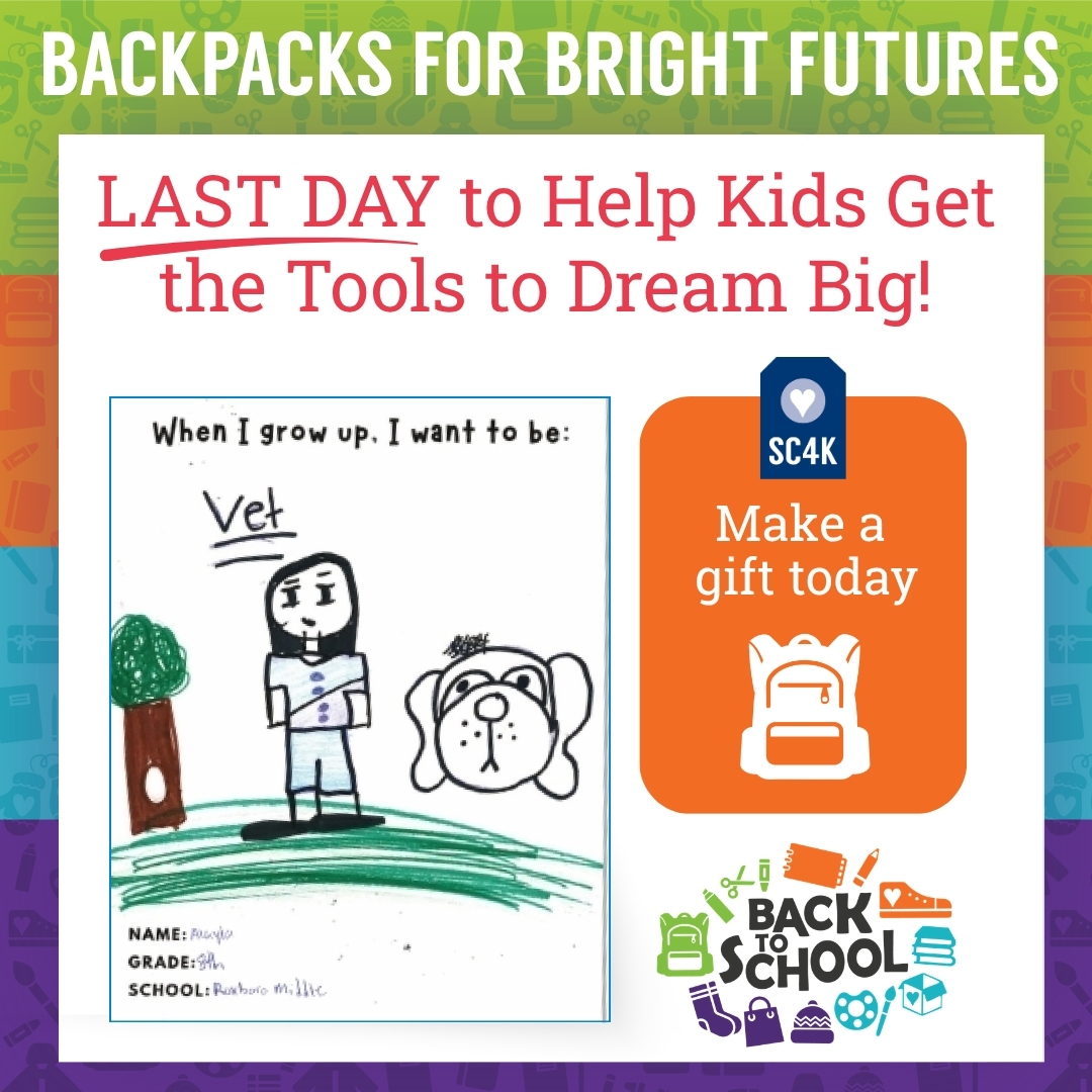 SC4K's tweet photo. The students we serve aspire to be doctors, veterinarians, chefs, artists - and go anywhere their imaginations can take them. But their dreams can't take flight without essentials like shoes, clothes, and school supplies. 🌟Donate today! https://t.co/DdkGmnrYfB https://t.co/focRoOxky8