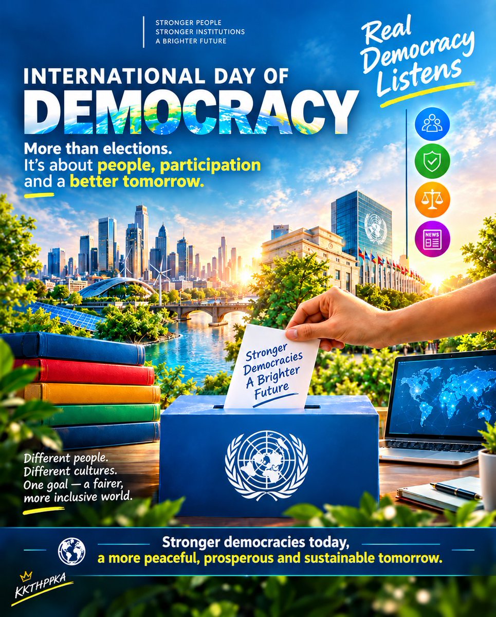 KktHpka's tweet photo. Democracy is more than elections.
It is trust, transparency, accountability and equal opportunity.

Strong institutions build resilient economies, inclusive growth and a future where every voice can shape progress.

#InternationalDayOfDemocracy #DemocracyDay #GoodGovernance https://t.co/b59WqrqXnJ