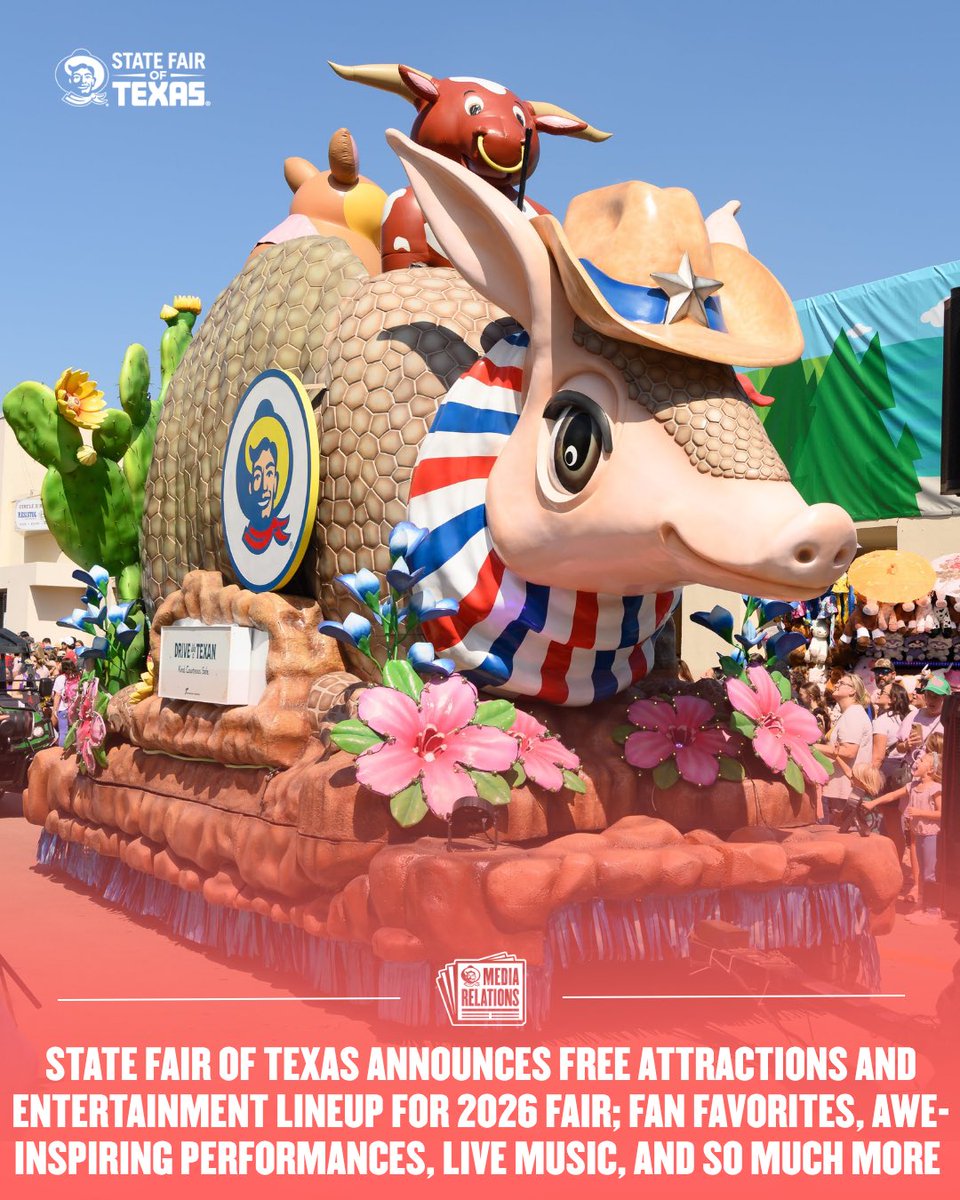 BigTexNews's tweet photo. THIS JUST IN: State Fair of Texas Announces FREE Attractions and Entertainment Lineup for 2026 Fair; Fan favorites, awe-inspiring performances, live music, and so much more

Read more: https://t.co/yF8FA9mIZt. https://t.co/9wLhLTx70G