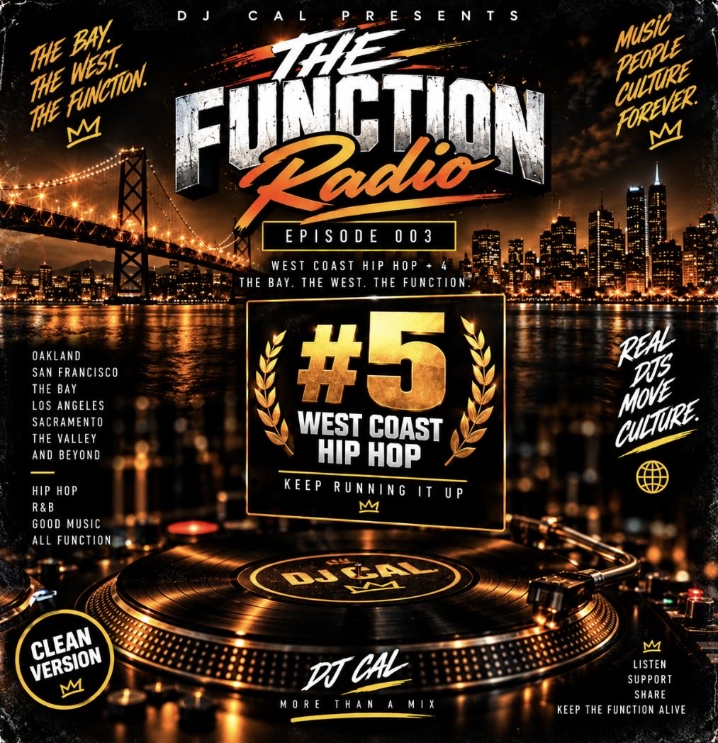 DJCAL__'s tweet photo. WE HIT TOP 5. 🔥

The Function Radio — Episode 003 is now #5 West Coast Hip Hop on Mixcloud.

The Bay. The West. The Function. 🌉

🎧 Episode 003:
https://t.co/O8ON4U5pCn

#WestCoastHipHop #BayArea #DJMix #hiphop #music #MusicDiscovery #MusicStreaming https://t.co/W9giPkjboz