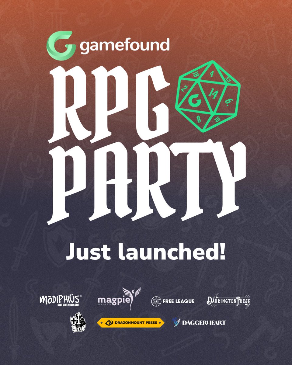 gamefound's tweet photo. 🎲 RPG Party campaigns are going LIVE!

Discover exciting TTRPG projects launching on Gamefound through October 13.

Find your next adventure and join the Party 👇
https://t.co/VeP6Pe11AC https://t.co/7p4K6mb2f3