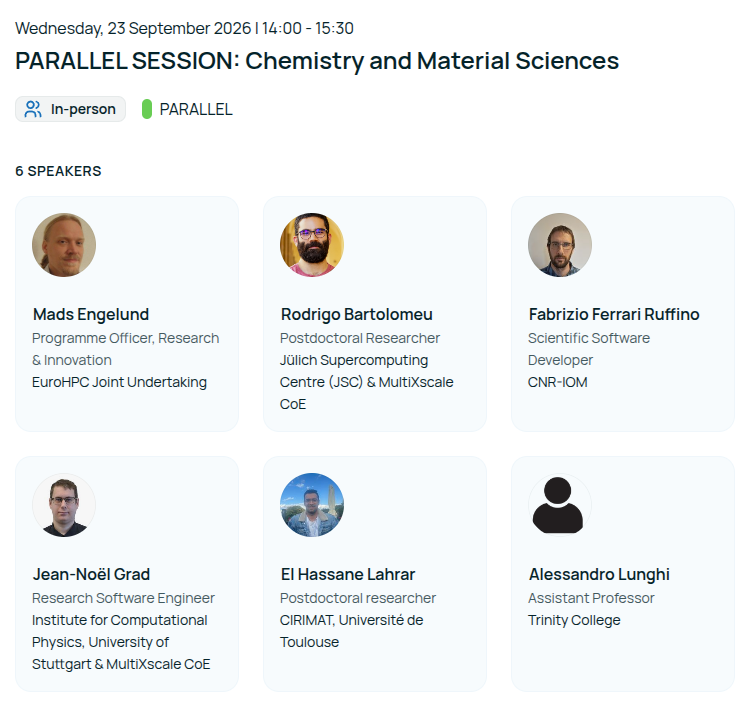 MultiXscale's tweet photo. Three articles, published in Procedia Computer Science will be presented at the Parallel Session “Chemistry and Material Sciences” during the EuroHPC User Days Dublin

Besides, Alan O’Cais will participate in the Plenary Session “EuroHPC User Forum”

➡️https://t.co/AxhnQfKqx9 https://t.co/0LgtWdwemU