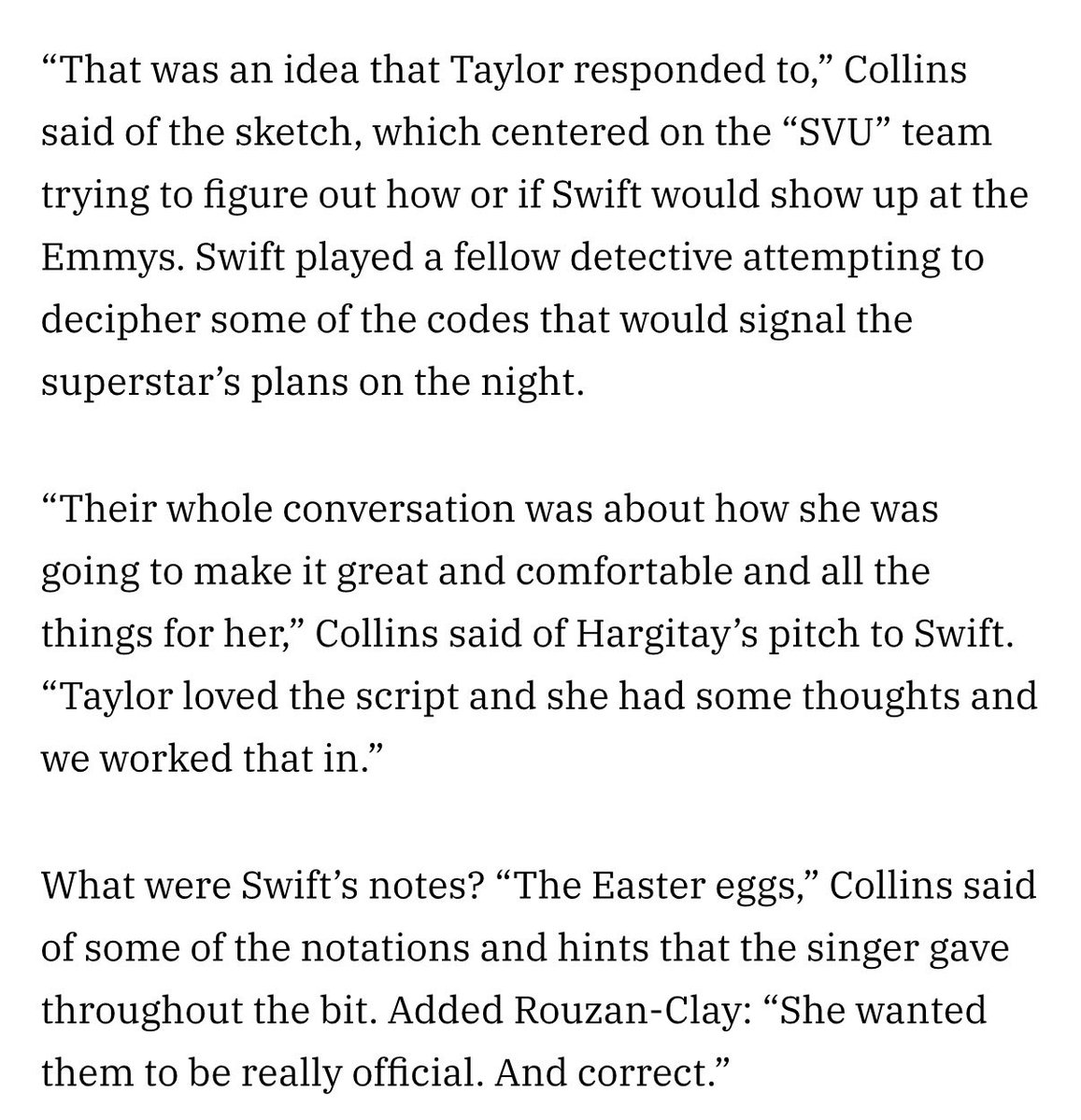 TheSwift_Side's tweet photo. Dionne Harmon confirms that Taylor, put easter eggs in her Emmy’s skit and wanted them to be “really official”. https://t.co/mEpNPqTdO9
