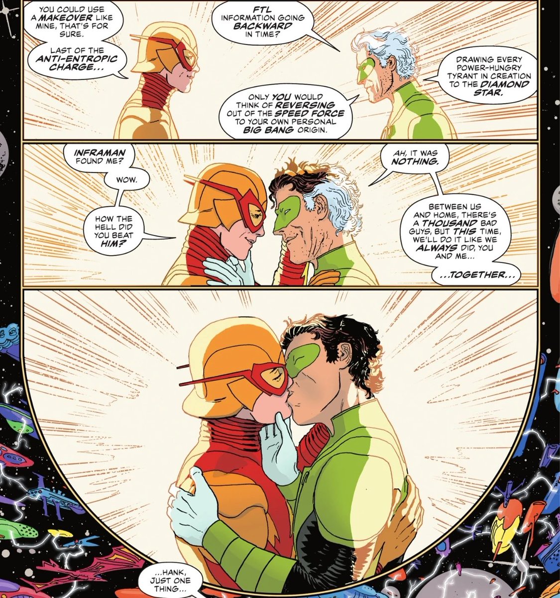 kgvrocks's tweet photo. as versões alternativas do hal jordan e barry allen da terra 36 fortaleceram tanto a amizade que são até casados https://t.co/tZMWEn4iq5