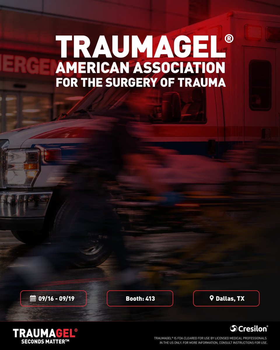 traumagel's tweet photo. Come by booth 413 at AAST 2026 to learn more about TRAUMAGEL.

https://t.co/FbuW89vfZz

#ems #firstresponders #traumacare https://t.co/dyMs9npqFe