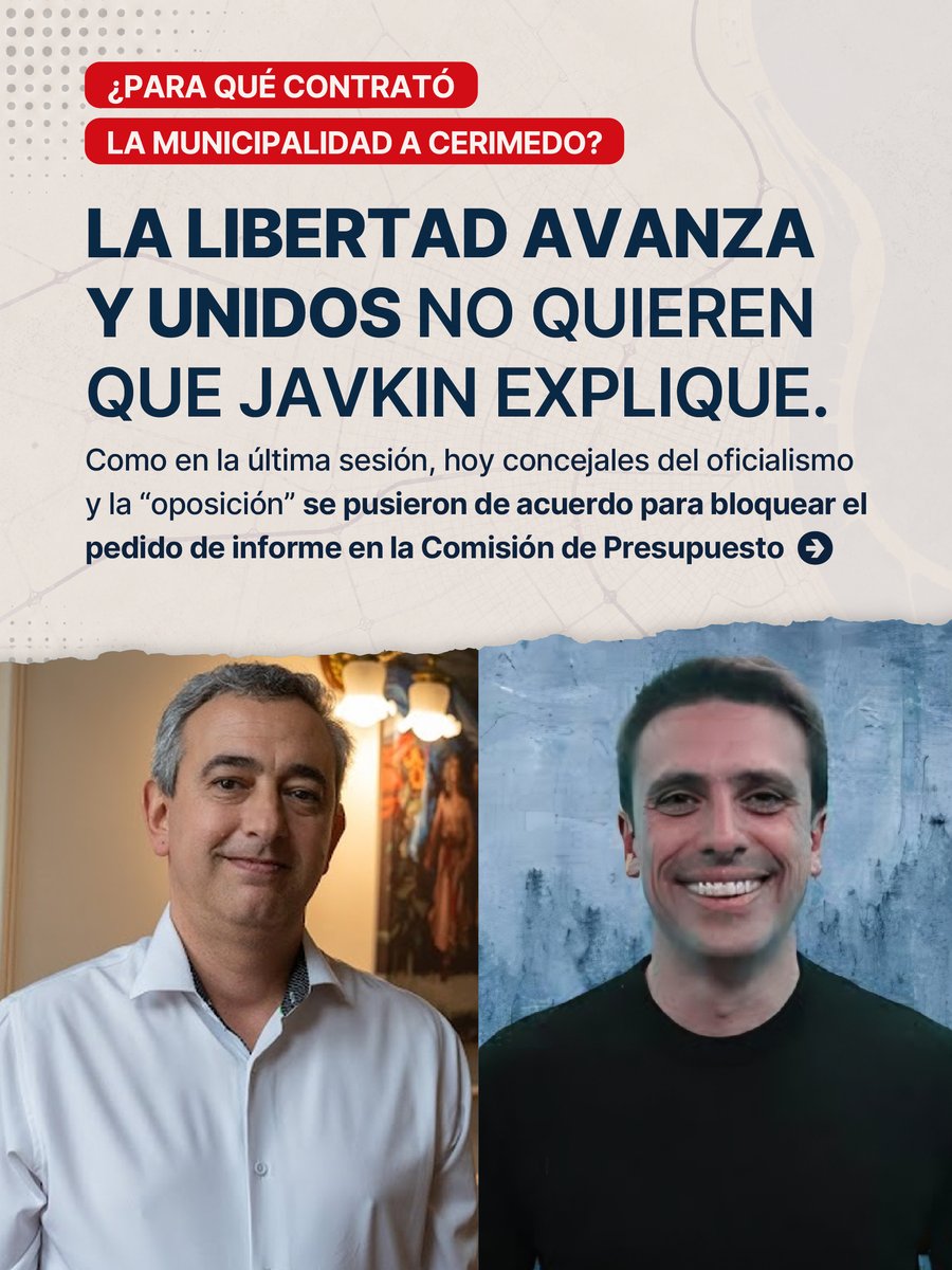 juanmonteverde's tweet photo. Hoy concejales de La Libertad Avanza y Unidos se pusieron de acuerdo para bloquear un pedido de informe para que se responda una pregunta muy sencilla: ¿Por qué y para qué la Municipalidad contrató a un personaje tan oscuro como Cerimedo con fondos públicos de los rosarinos? https://t.co/SUpkcyhiCX