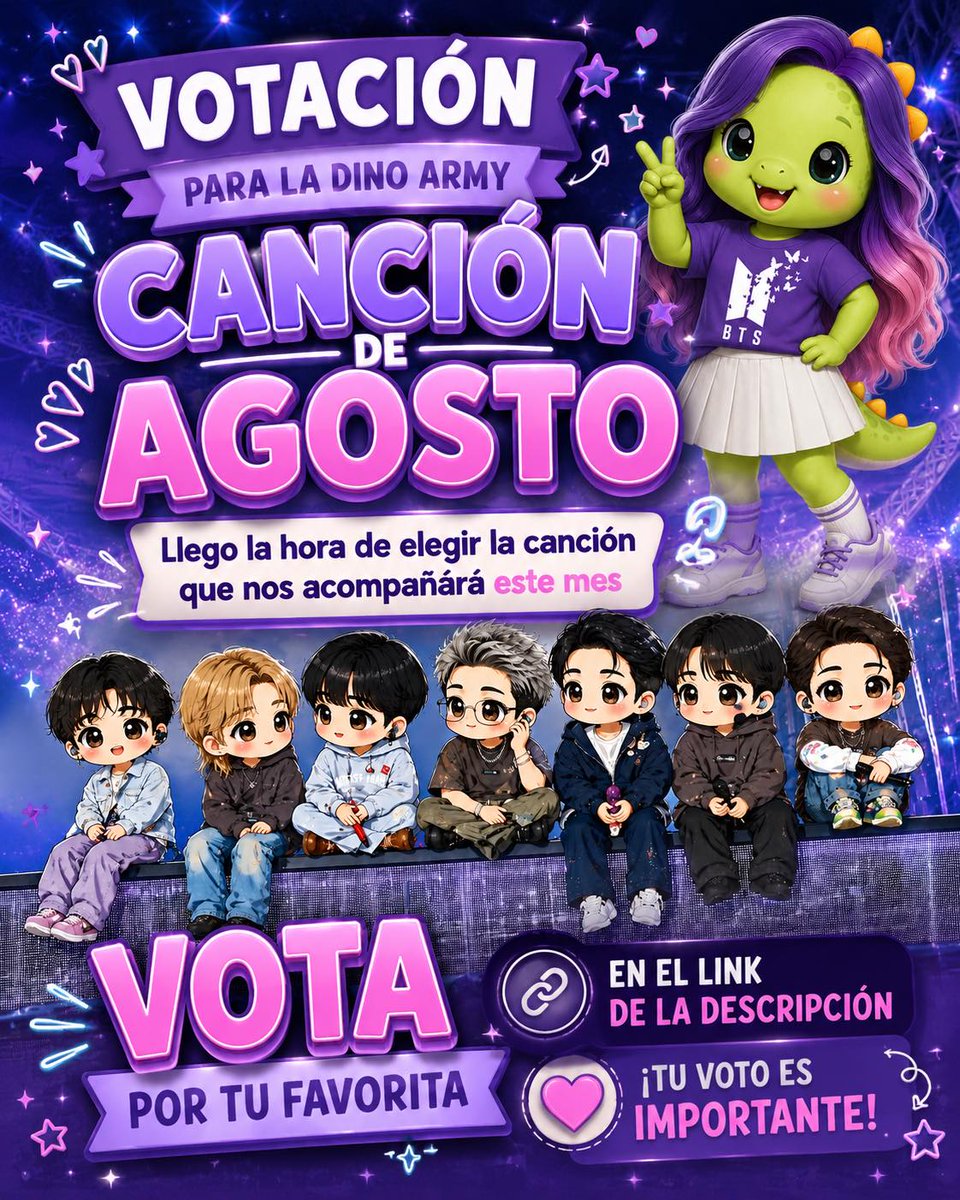 lady_karlitha's tweet photo. La votación de la Canción del Mes de Agosto ya está abierta. ¿Cuál canción de BTS será la favorita de Dino Army este mes? Elige tu favorita y vota. Solo un voto por persona. Comparte para que más ARMY participen. Cierra el viernes 31 de julio a las https://t.co/4XI1caY9Sj