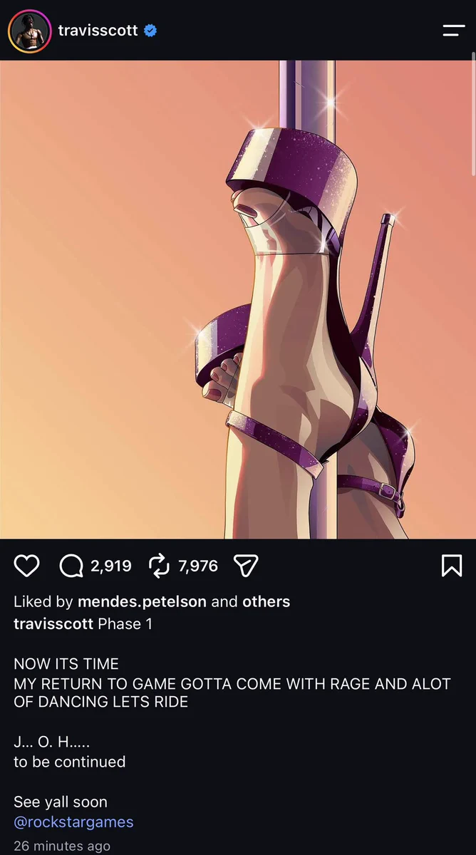 NikTek on X: "Travis Scott has just shared a GTA 6 artwork and said Phase  1, confirming that his music will be present in Grand Theft Auto VI. 