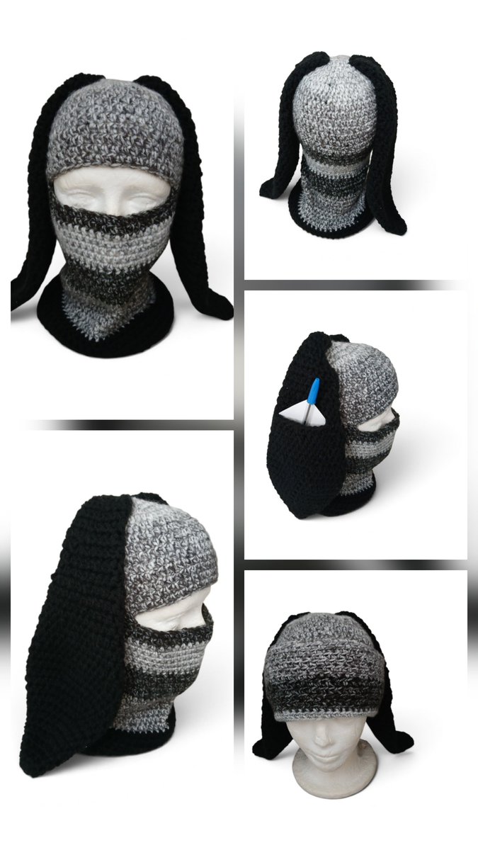 TeesHandmade's tweet photo. Skimask beanie hat with bunny ears, that have a hidden functional pocket in each ear. #crochet #handmade #smallbuisness #teeshandmade 
https://t.co/n6ZNASPhAx https://t.co/5x3hOI0eeG