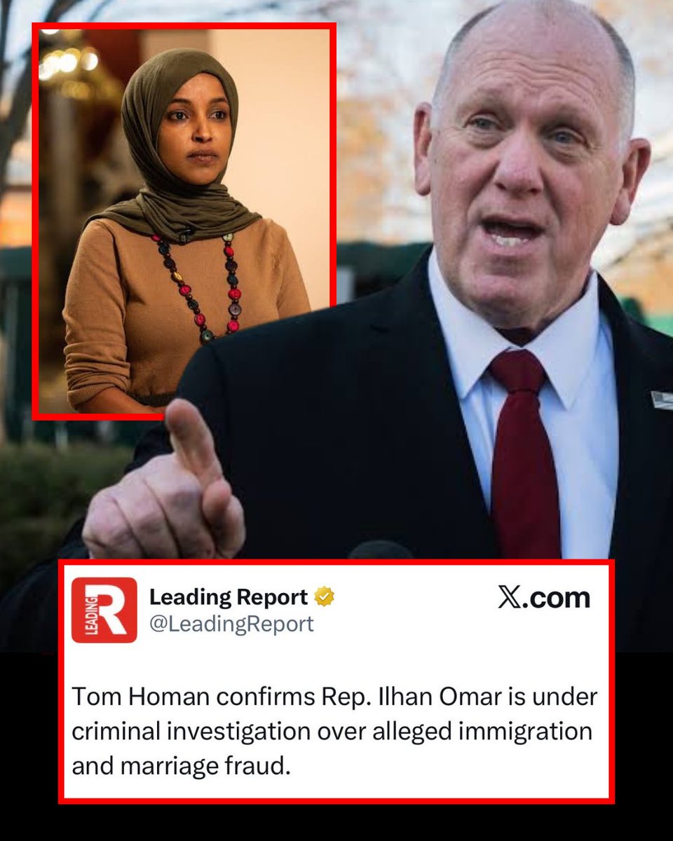 ACTBrigitte's tweet photo. Homan just confirmed it. ICE has Ilhan Omar in an ongoing CRIMINAL investigation for alleged marriage and immigration fraud. 

The claim: she married her brother to bring him into the U.S. 

No title. No pass. 
No one is above the law. https://t.co/BimsEUwgPv