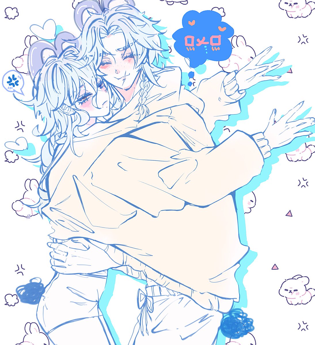 lehuz0's tweet photo. #hernarich 
#ロメリチャ 

斗騎🩵
rabbit hug. https://t.co/jQ8AQgQFDn