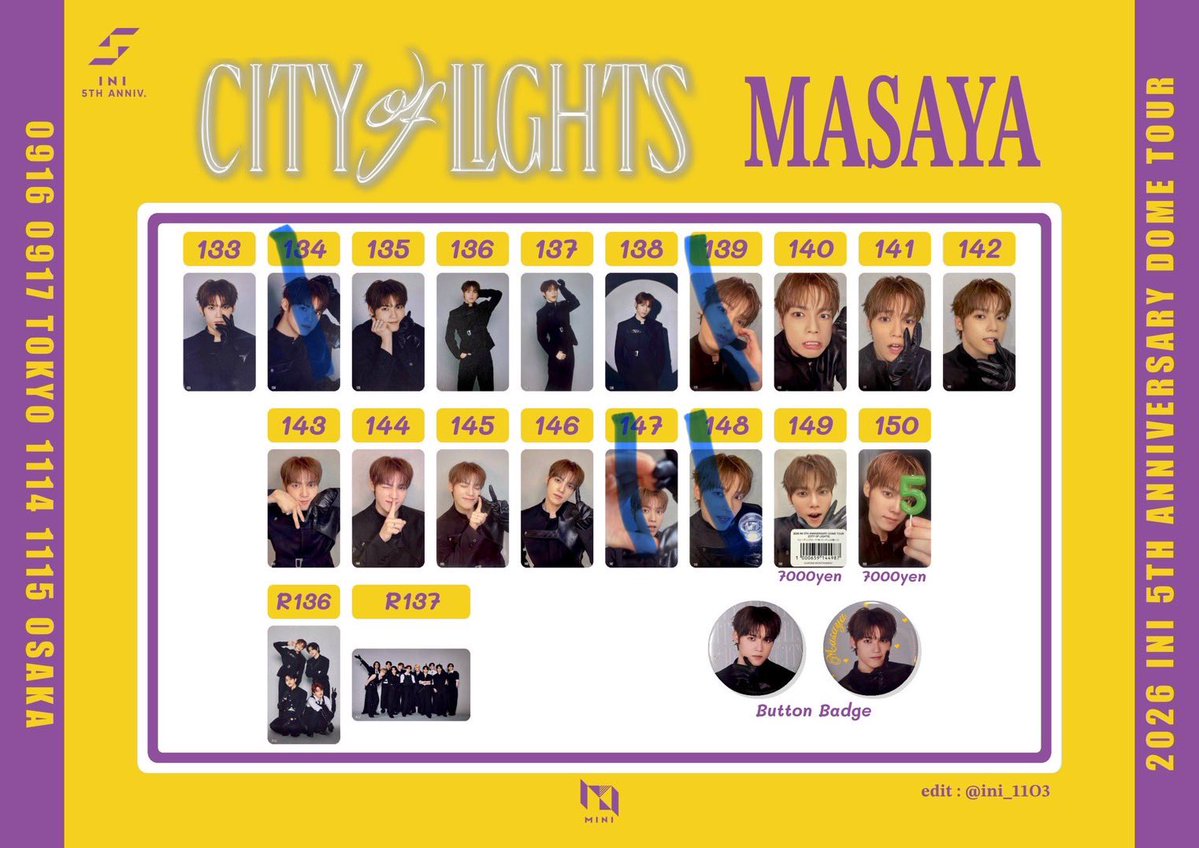 pja129's tweet photo. INI 2026 DOME TOUR CITY OF LIGHTS ランダムトレカ 交換

【譲】
後藤134 145
池﨑137 141
田島138 139 143 146
西137
許138 143 146 
松田142 145
尾崎133 140
高塚135 144 146

【求】
2.3枚目藤牧木村

16日17日現地手渡しor郵送交換希望です
お気軽にお声掛けください！

お断り♡

 #INI交換 https://t.co/OiNOq96teJ