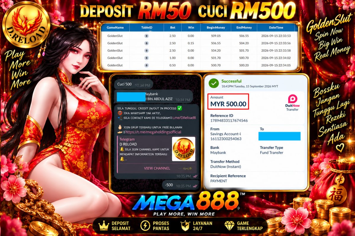 CarraBella31's tweet photo. ๐ฅ RM50 MASUK, RM500 BALIK! ๐ฅ
Golden Slut memang bagi kejutan malam ni ๐๐ฐ
Member sudah CUCI RM500 โ tahniah boss! ๐ฅณ
#MEGA888 #GoldenSlut #DReload #CuciRM500 #MemberMenang #GameMalamIni https://t.co/C0TkfG0Oao