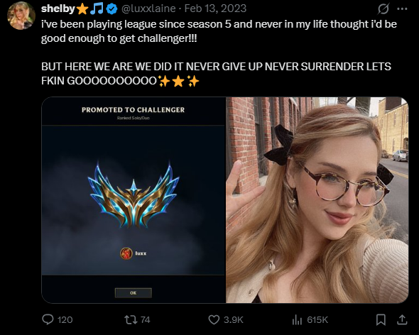 zzxd67's tweet photo. LMAOOOOOO how many seasons did u duo to masters hard stuck retard? u will never be a challenger level player https://t.co/lO3yXZSPiZ