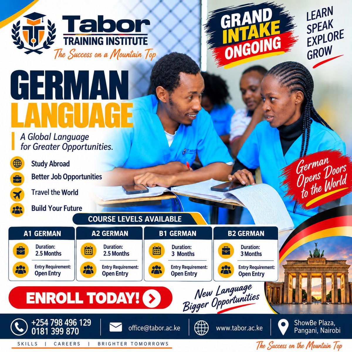 Tabor_college's tweet photo. ONE LANGUAGE CAN OPEN A WORLD OF OPPORTUNITIES. 

Whether you're planning to study abroad, pursue better job opportunities, travel or expand your global career prospects, German can give you an advantage.

Choose your level and start building a language skill with global value. https://t.co/wWi3TaoafN
