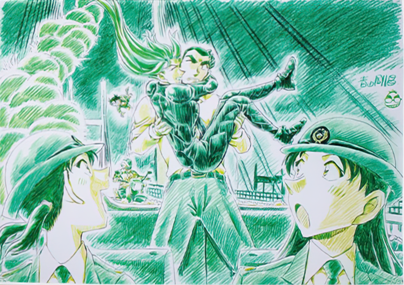 ConanStory's tweet photo. ✍️ Voici l'illustration réalisée par Gosho Aoyama pour la scène CLIMAX du Film 29 de Détective Conan : L'Ange Déchu de L'Asphalte ! 😍 #名探偵コナン https://t.co/xMOOn95lwq