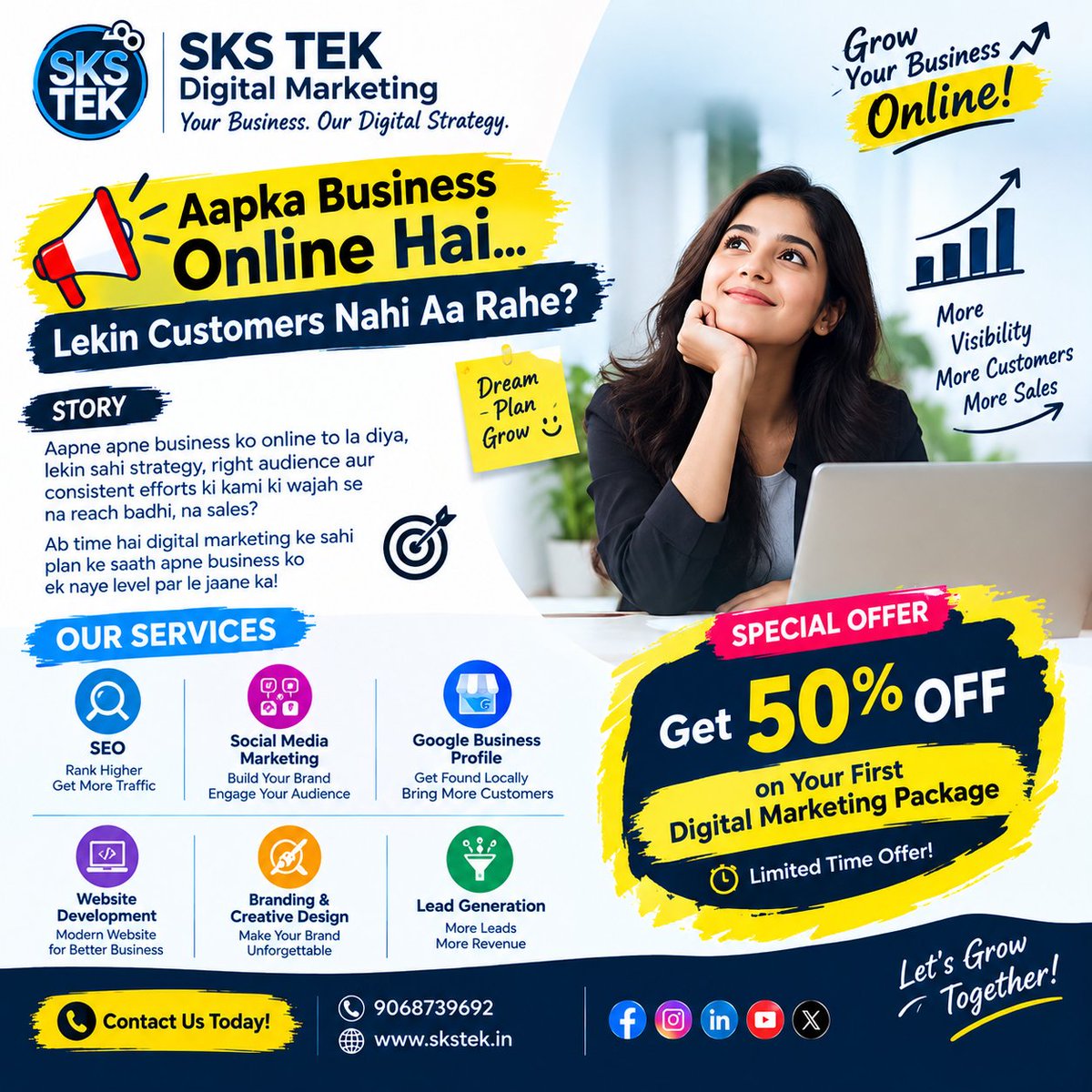 sks_tek's tweet photo. Your Business Is Online. Now Make It Stand Out! 🚀 Get Seen. Get Noticed. Grow Digitally with SKS TEK.

#SKSTEK #DigitalMarketing #DigitalGrowth #SEO #BusinessGrowth #SocialMediaMarketing #OnlineBusiness #BrandVisibility https://t.co/pcxIm8Y7cl