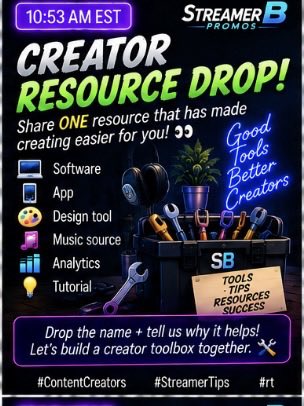 StreamerBPromos's tweet photo. π§° CREATOR RESOURCE DROP!
Share ONE resource that has made creating easier for you! π
π» Software
π± App
π¨ Design tool
π΅ Music source
π Analytics
π‘ Tutorial
Drop the name + tell us why it helps!
Letβs build a creator toolbox together. π§
#ContentCreators #StreamerTips https://t.co/uPDdumLfn3