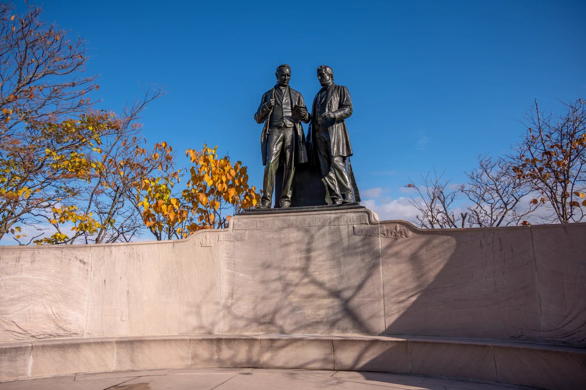 Baldwin and Lafontaine statue on Canada's Parliament Hill.