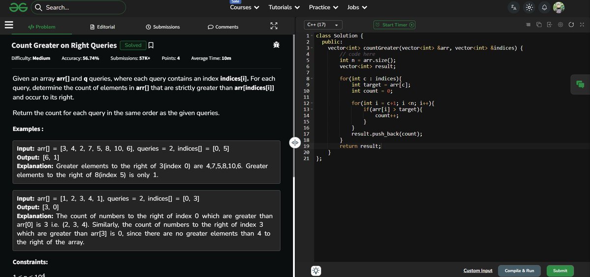 ashish_a15's tweet photo. Day 117: DSA &amp; Databases 🚀

✅ LC 2472. Max Non-overlapping Palindromes (POTD)
✅ Count Greater on Right Queries

Officially wrapped up CS50 SQL Week 0!  
all 4 problems fully checked off. 1/8 weeks down. 
The DB grind is real! 🔥

#DSA #LeetCode #CS50 #SQL #Coding https://t.co/lAKM4aUngx