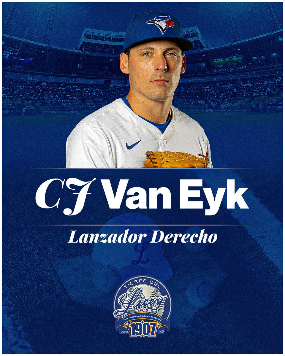 TigresdelLicey's tweet photo. 🐯 ¡Bienvenido CJ!

Nuestro primer refuerzo de la temporada 2026-27 ⚾️ 🔥

El lanzador de 27 años pertenece a los Azulejos de Toronto y viene de hacer su debut en las Grandes Ligas en julio pasado. 

#Licey #ElGlorioso https://t.co/KcD1D3K2hF