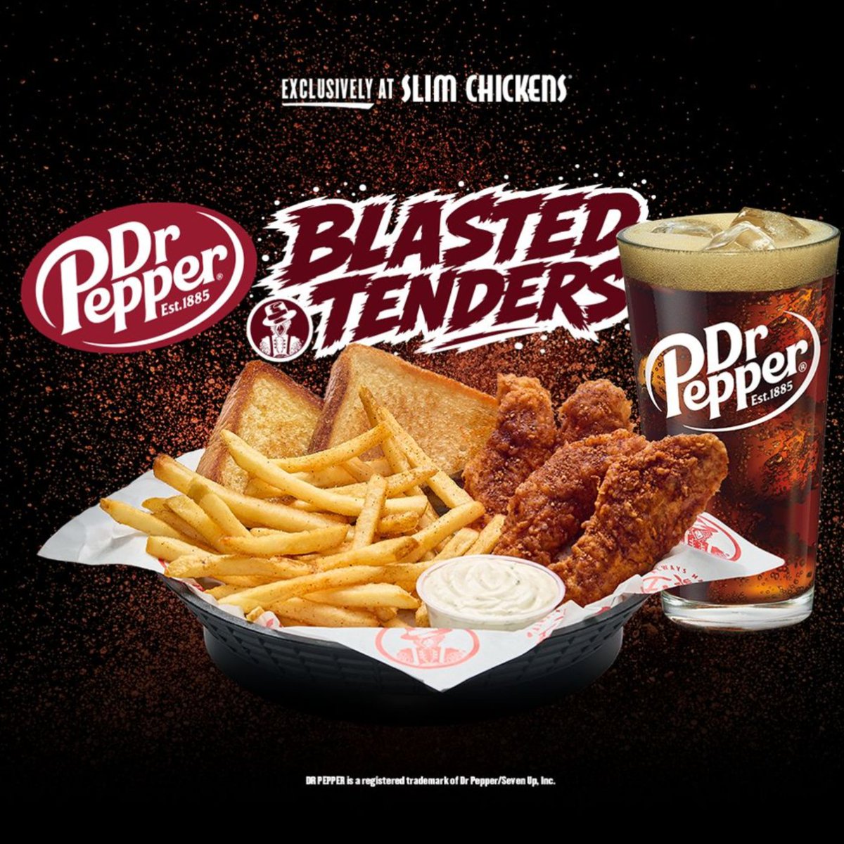 Dexerto's tweet photo. Slim Chickens is launching Dr Pepper Blasted Tenders, Tender Bites and Wings

The new flavor is inspired by the soda's signature 23-flavor blend https://t.co/88IPXa01dN