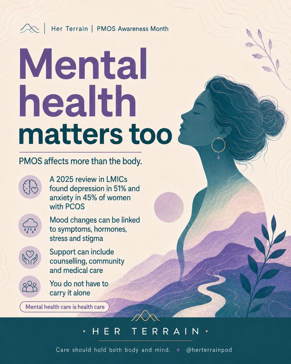 herterrainpod's tweet photo. PMOS affects more than the body—it can impact mental health too. Anxiety, low mood, and stress are real parts of many journeys. You deserve support, compassion, and care for both your body and your mind. 💚💚  #PCOSawarenessmonth #PMOSawarenessmonth
#womenshealth #fyp https://t.co/vbqJasc15Y