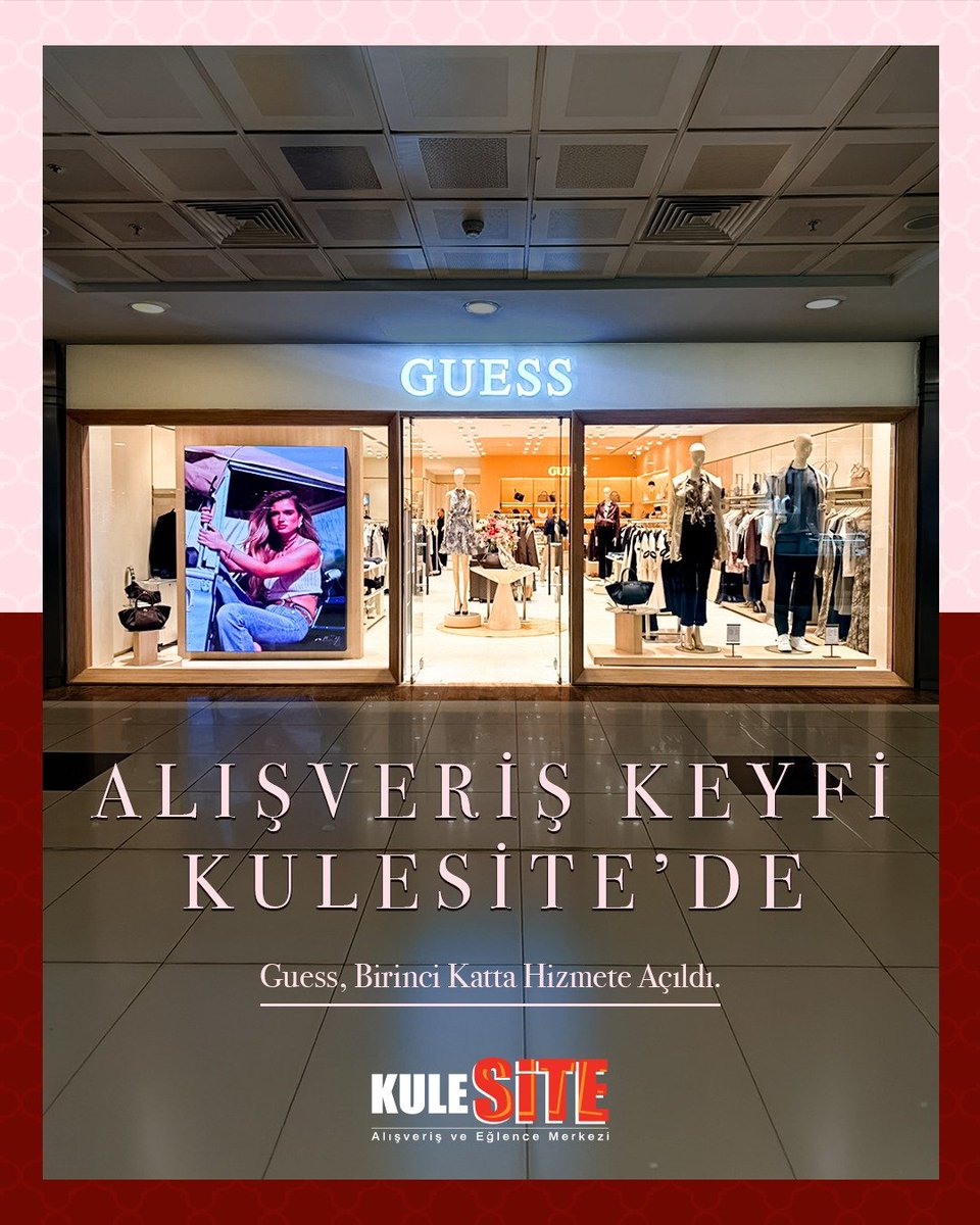 Kulesite_AVM's tweet photo. Guess, Kulesite’de açıldı! 🛍️

Tarzına yeni bir dokunuş katacak Guess, Kulesite’de 1. katta hizmete başladı. 🤍

Sezonun favorilerini keşfetmek, stiline yenilik katmak ve alışveriş keyfini yaşamak için Guess’i ziyaret etmeyi unutma!

📍 Guess | Kulesite 1. Kat https://t.co/hZNDU3KF24