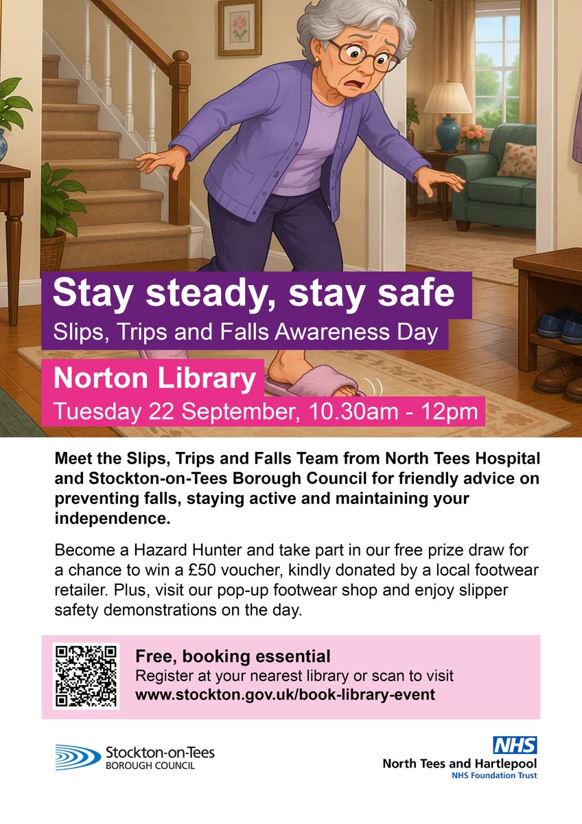 Well_Champs's tweet photo. π¦Ά Stay Steady, Stay Safe
Join Norton Library on 22nd Sept, 10.30am-12pm for free falls prevention advice, slipper safety demos and a chance to win a Β£50 voucher.
π Free, booking essential: https://t.co/itrym8w3qc
#FallsPrevention #StaySteadyStaySafe #NortonLibrary #Stockton https://t.co/YrM8nDMRJx