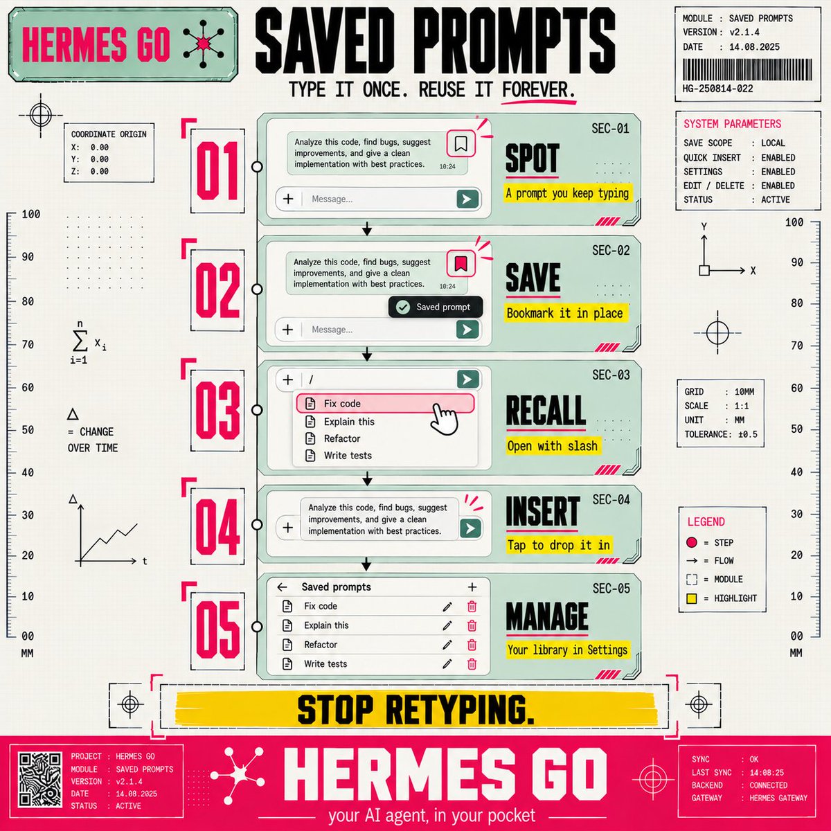 shilp26's tweet photo. 📌 Hermes Go v2.1.4 — Saved Prompts

Stop retyping the same prompt. Bookmark any message, then reuse it from the / picker or the attach menu.

For installs from Google Play (closed testing).

Hermes Go — Your AI agent, in your pocket - https://t.co/tTj4nn1APk https://t.co/MgWKSqz4cp