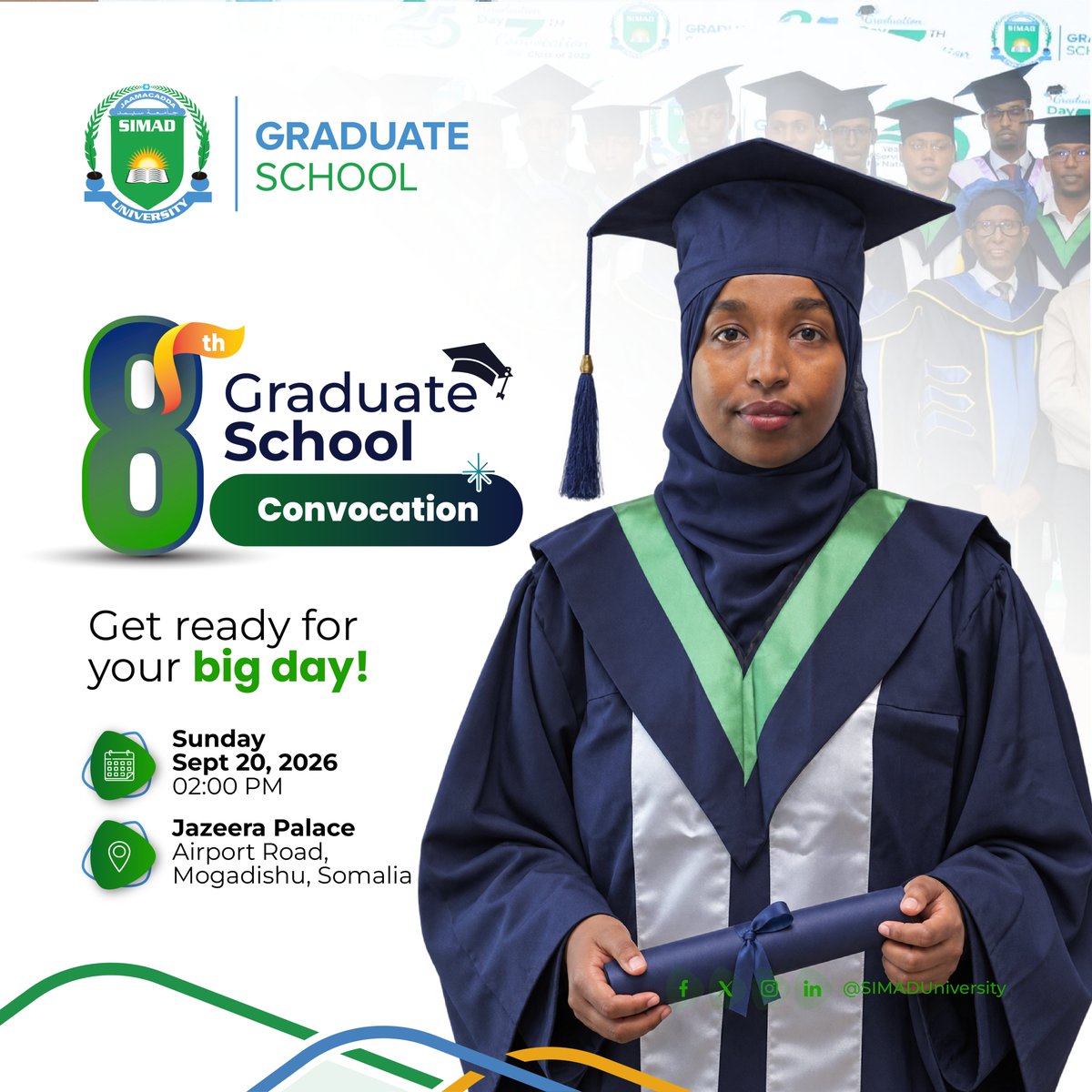SIMADUniversity's tweet photo. Dear Graduates, your moment is almost here!

Years of dedication, perseverance, and hard work have brought you to this milestone.

The 8th Graduate School Convocation is just around the corner. Get ready to celebrate the journey and the achievement.
#SIMADUniversity #Convocation2026 #ClassOf2026