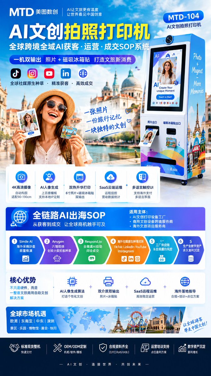 Timtribe727's tweet photo. AI文创拍照打印机｜把“拍照”变成文旅场景里的新消费入口
传统拍照设备卖的是硬件，
下一代文旅自助设备，卖的是——场景、内容、体验与持续收益。 https://t.co/lDB12YmWjT