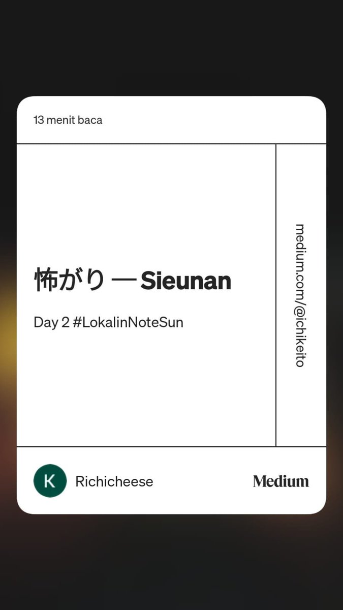 richicheese's tweet photo. ใๆใใ โย Sieunanใ
Day 2 - #LokalinNoteSun
#Notesun
โฆ โ 3K Words
โฆ Possible OOC (โขฬ - โขฬ )
โฆ Author baru belajar basa sunda
https://t.co/ZRaBUTu3F4 https://t.co/QXyDJc6JdT