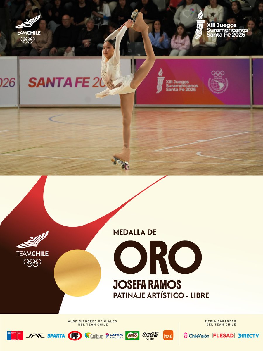 TeamChile_COCH's tweet photo. ¡NO OLVIDEN ESTE NOMBRE! 🥇🤯😍

Anoten bien 📝: Josefa Ramos Mondaca

La novel patinadora Josefa Ramos 🛼, de solo 15 años 😳🥵🤯, la ROMPIÓ en el programa libre del patinaje artístico y sumó el cuarto oro 🥇 del Team Chile 🇨🇱 en Santa Fe 🇦🇷 con una actuación impecable.

La joven coquimbana, medallista en Copas del Mundo junior y top 10 planetaria juvenil, totalizó 165,93 puntos con las dos rutinas (larga y corta) para campeonar por casi 20 puntos de diferencia.

¡RECONTRACRAAAAAAACK! ❤️❤️❤️❤️

#VamosTeamChile 🇨🇱