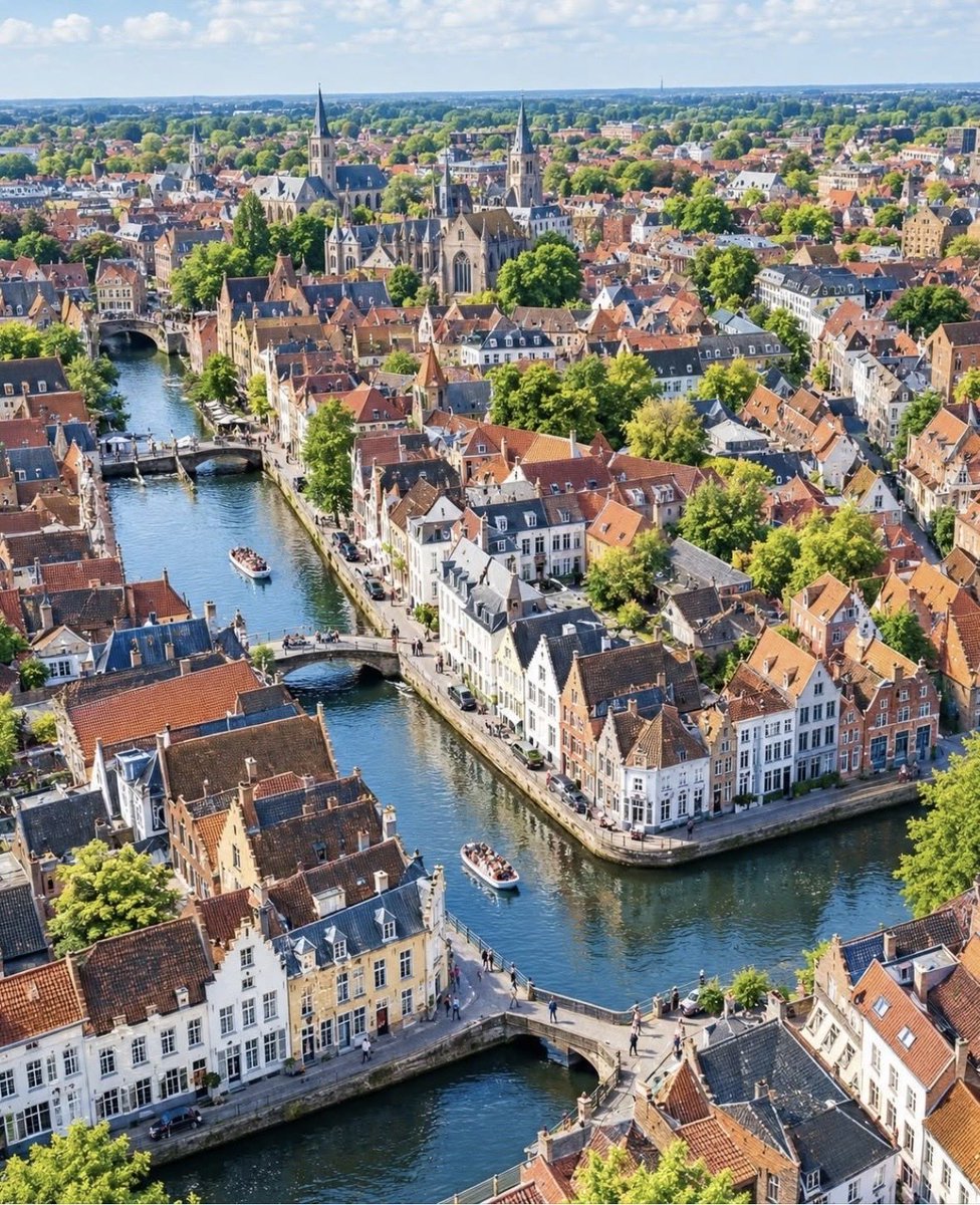 Westvlaamse2's tweet photo. #Bruges is a #storybook escape you've always dreamed of, hidden for centuries in #Belgium after the #MiddleAges. Swans glistening over canals. Old stone buildings and stone bridges that do not reveal their secrets. The water in the #canals sparkling out of the mist. #loveforever https://t.co/xEqcCtrSEh